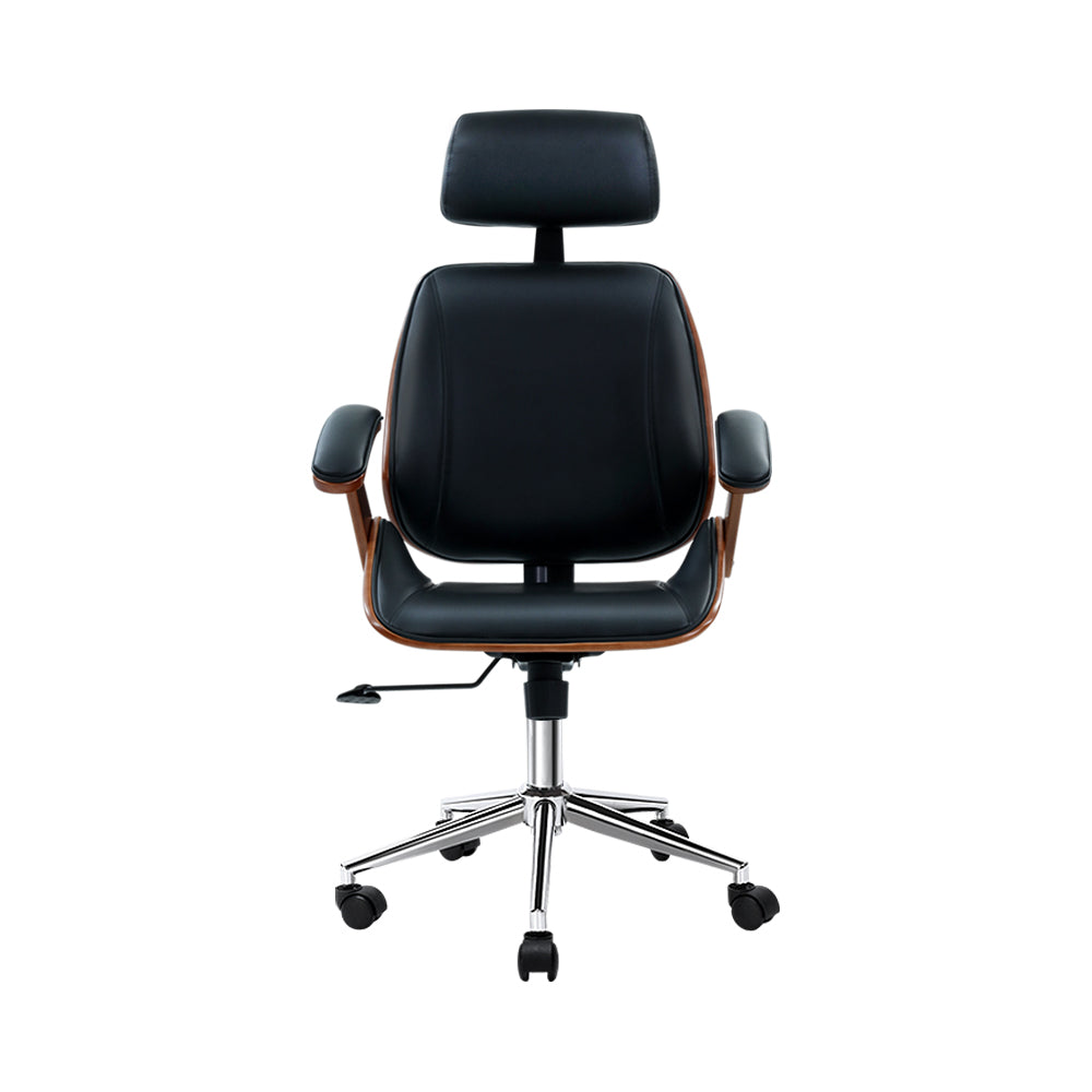 Artiss Wooden Office Chair Computer Gaming Chairs Executive Leather Black