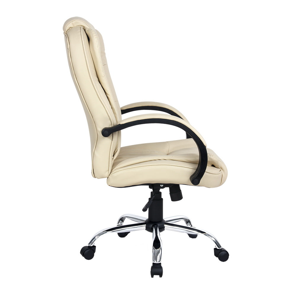 Artiss Office Chair Gaming Computer Chairs Executive PU Leather Seat Beige