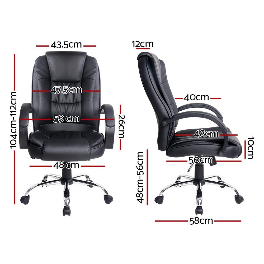 Artiss Office Chair Executive PU Leather Seating Black