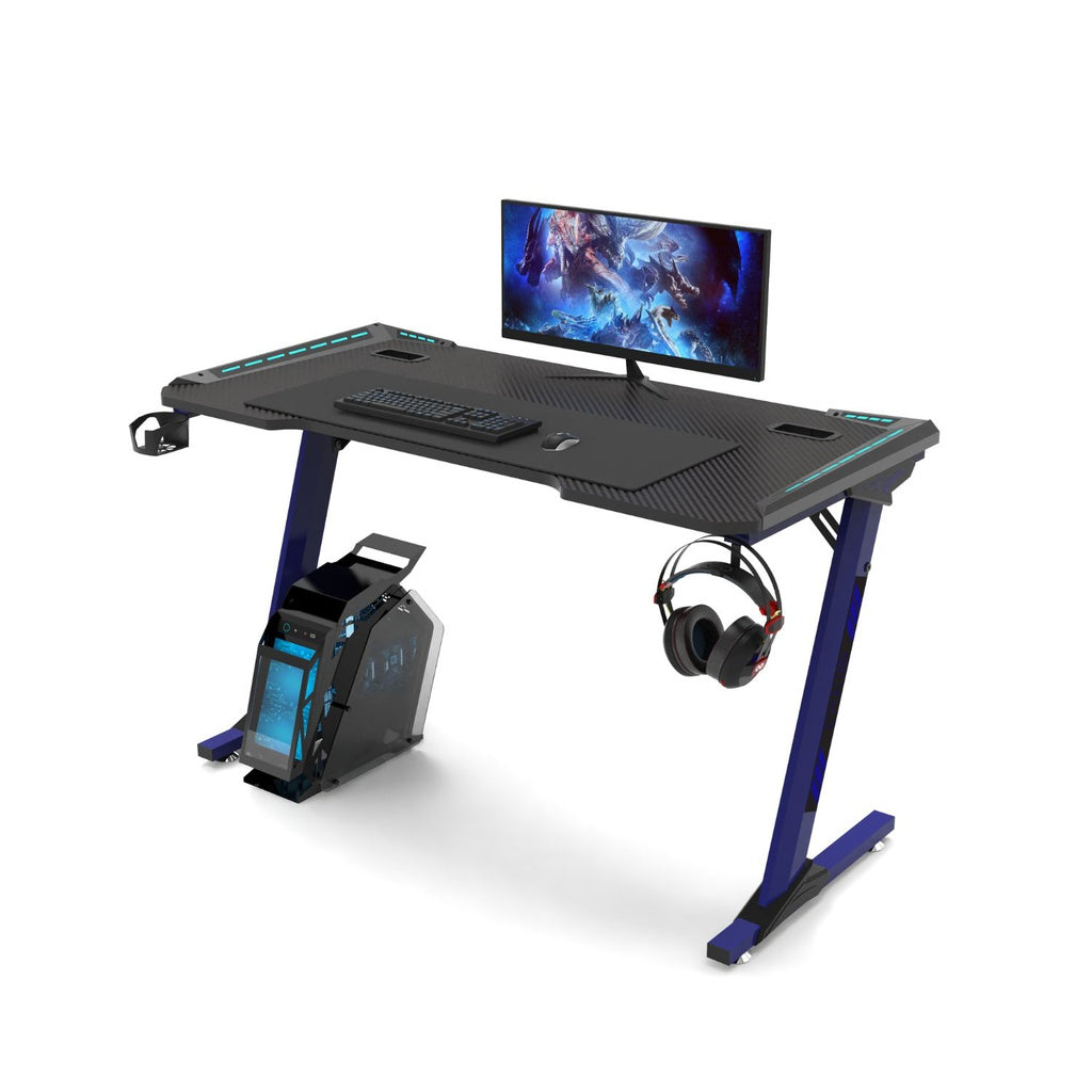 EKKIO RGB Gaming Desk Z Shape Blue 140cm EK-GD-108-AL