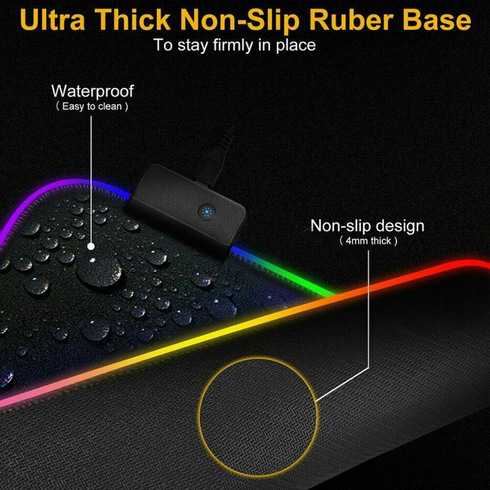 LED Gaming Mouse Pad Large RGB Extended Mousepad Keyboard Desk Anti-slip Mat