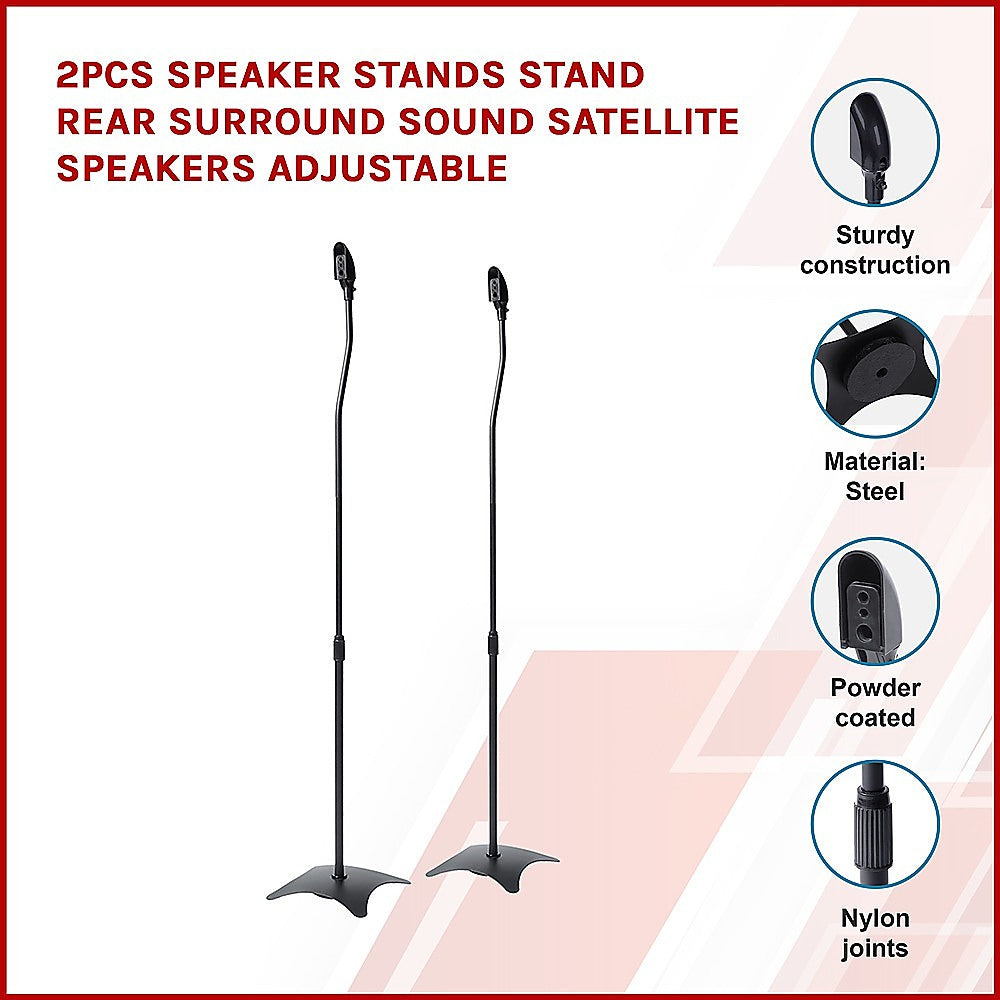 2pcs Speaker Stands Stand Rear Surround Sound Satellite Speakers Adjustable